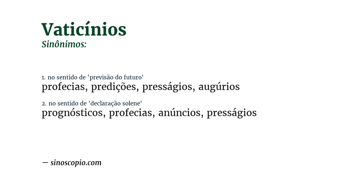 Sinônimo de vaticínios