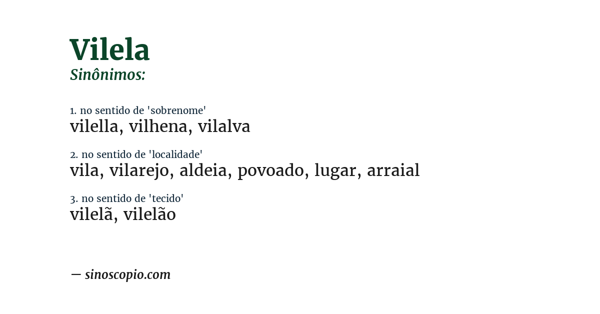 Sinônimo de vilela