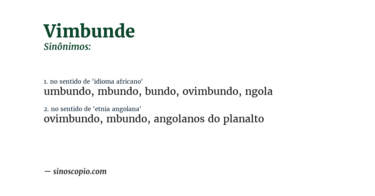 Sinônimo de vimbunde