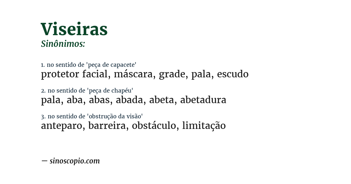 Sinônimo de viseiras