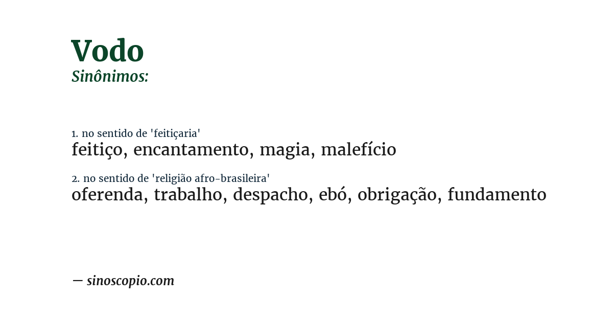 Sinônimo de vodo