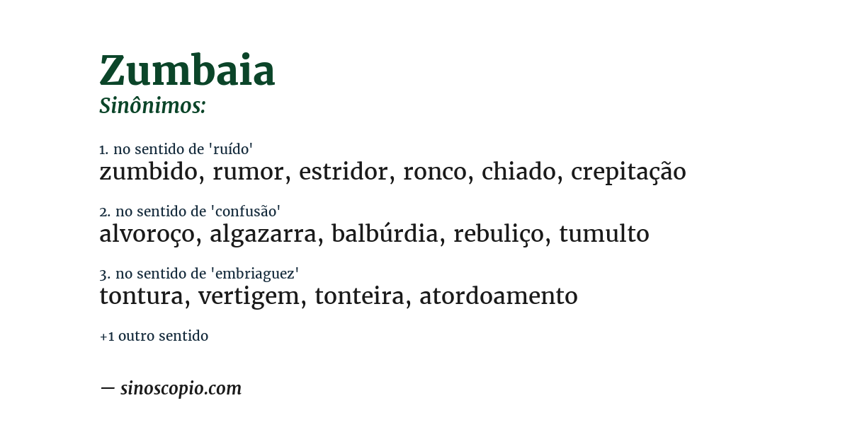 Sinônimo de zumbaia