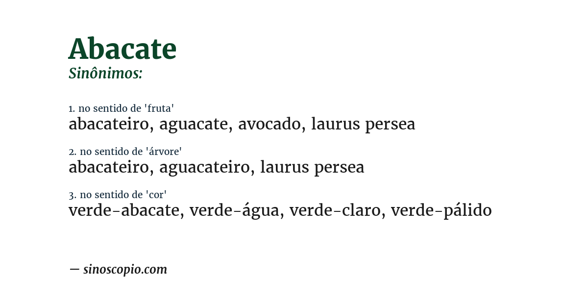 Sinônimo de abacate