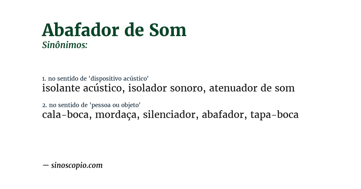Sinônimo de abafador de som