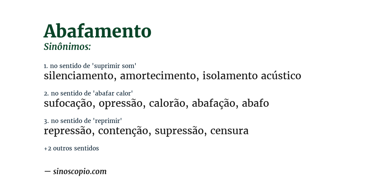 Sinônimo de abafamento