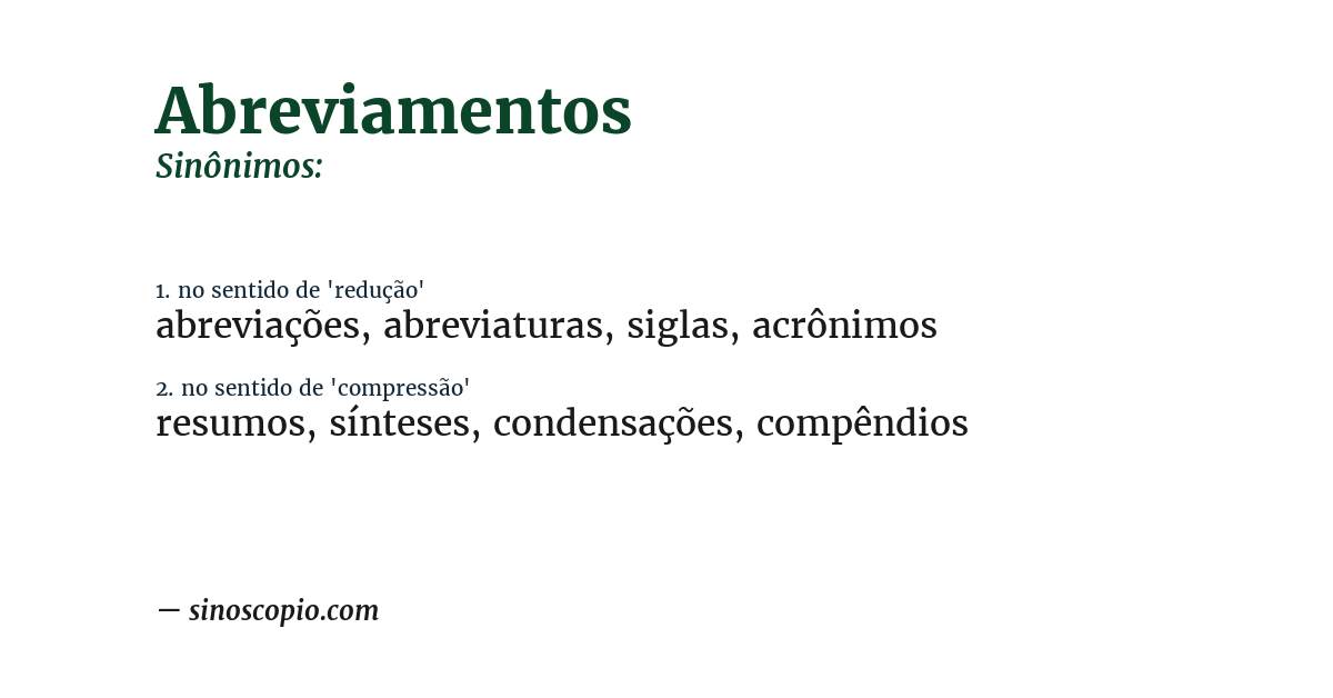 Sinônimo de abreviamentos