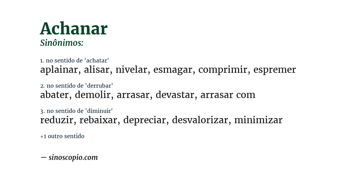 Sinônimo de achanar