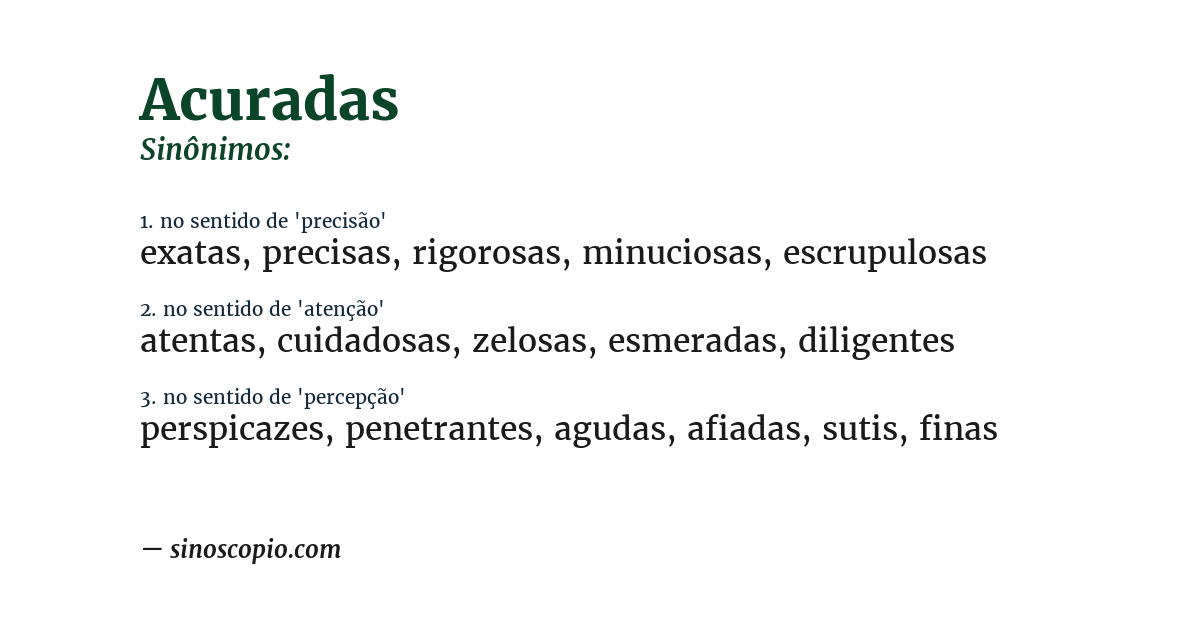 Sinônimo de acuradas