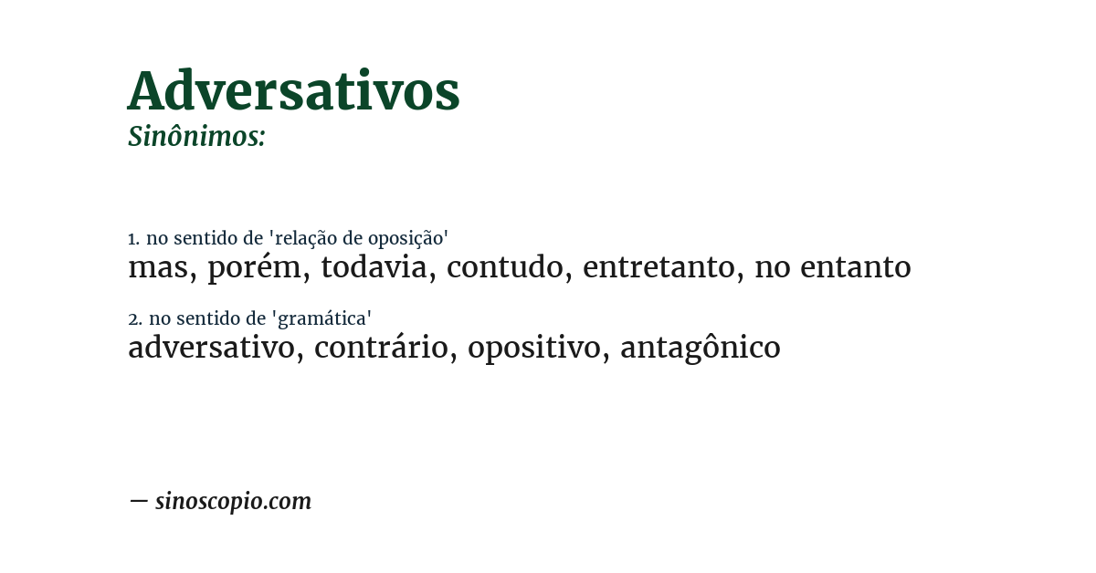 Sinônimo de adversativos