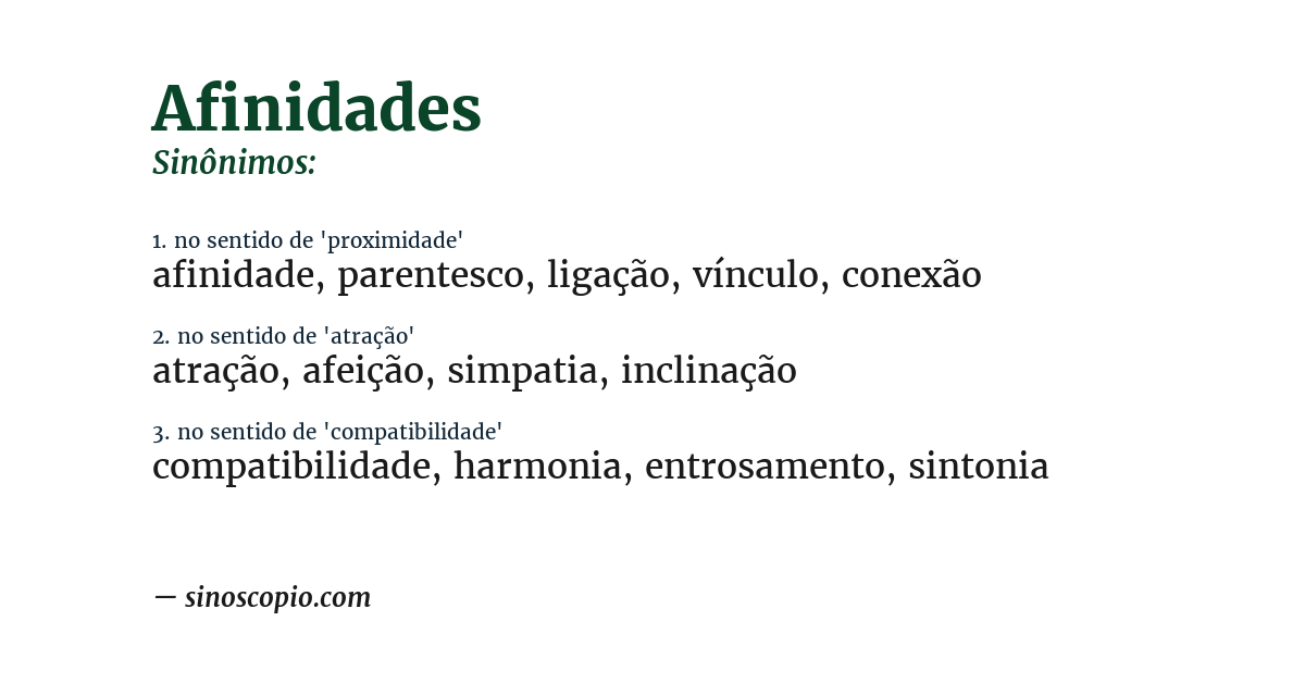 Sinônimo de afinidades