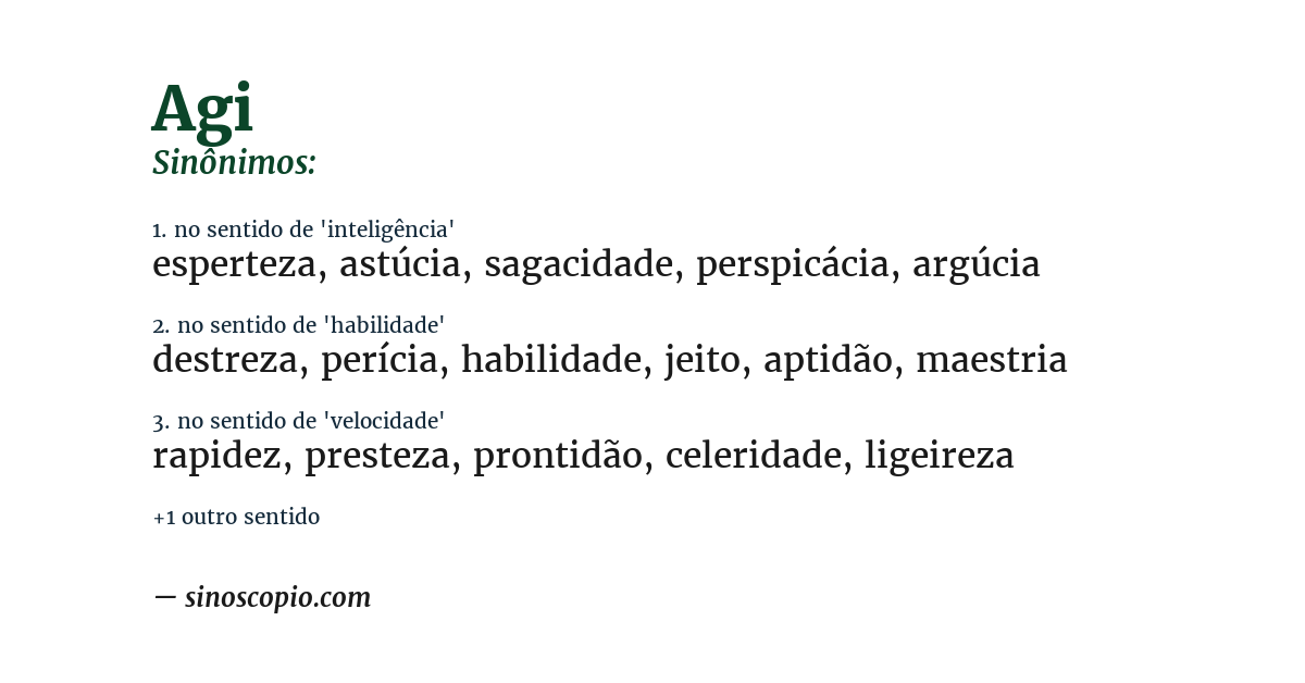Sinônimo de agi