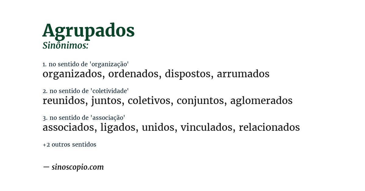 Sinônimo de agrupados