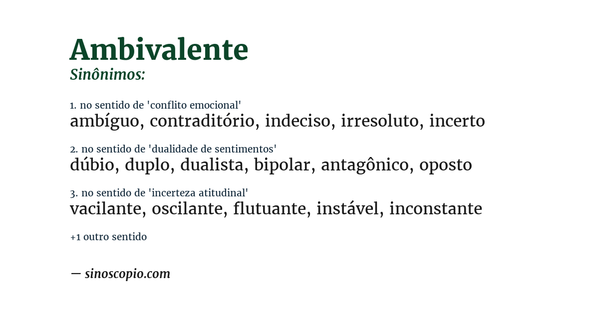 Sinônimo de ambivalente