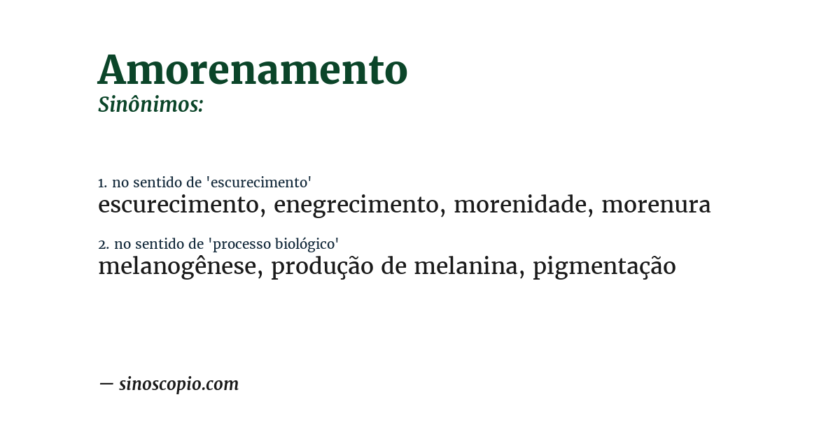 Sinônimo de amorenamento