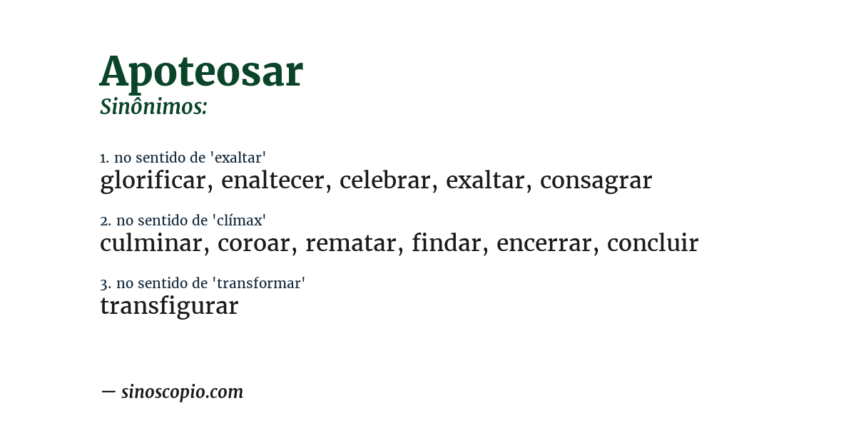 Sinônimo de apoteosar