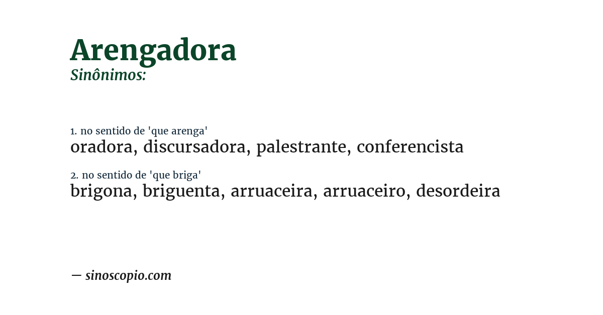 Sinônimo de arengadora