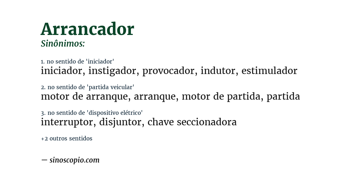 Sinônimo de arrancador