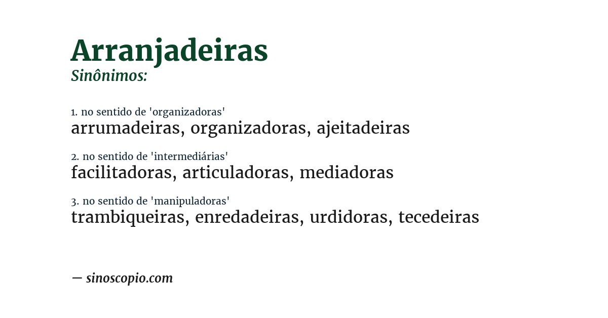 Sinônimo de arranjadeiras
