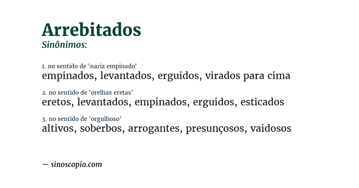 Sinônimo de arrebitados