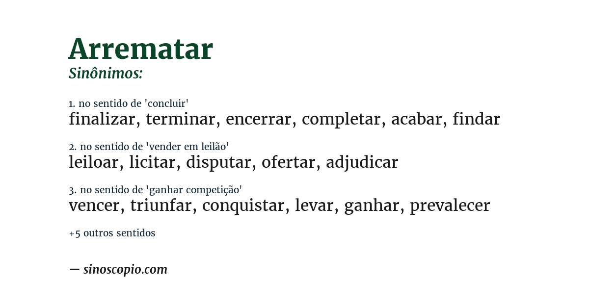 Sinônimo de arrematar