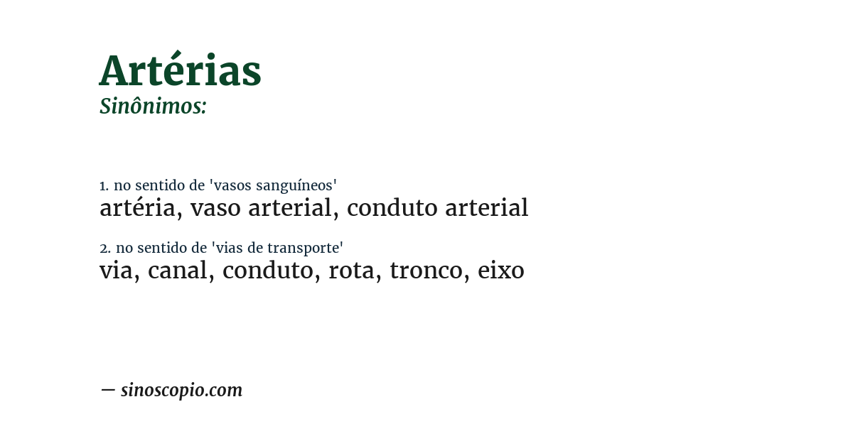 Sinônimo de artérias