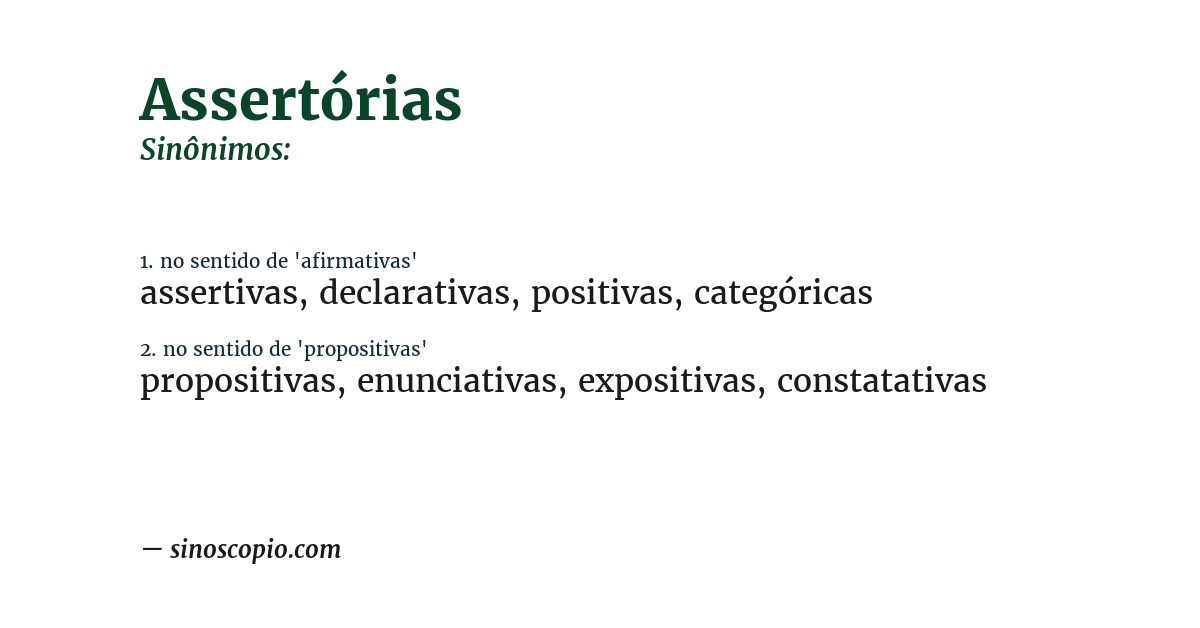 Sinônimo de assertórias