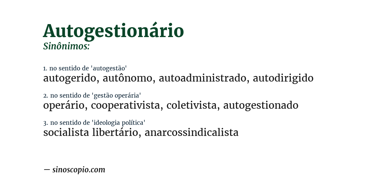 Sinônimo de autogestionário