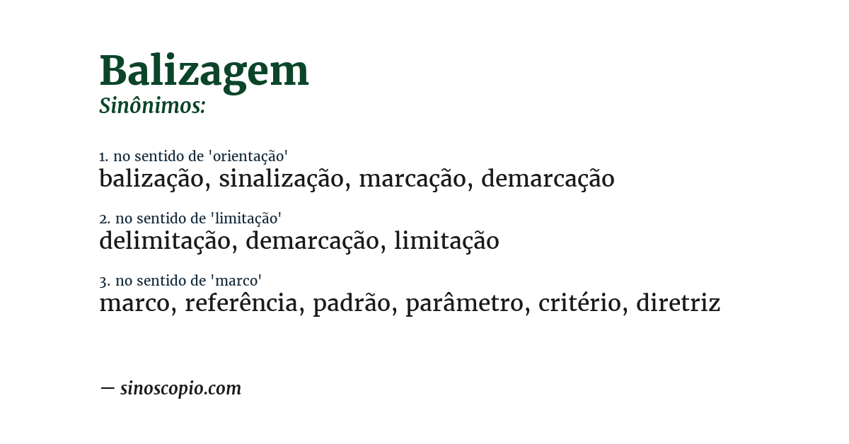 Sinônimo de balizagem