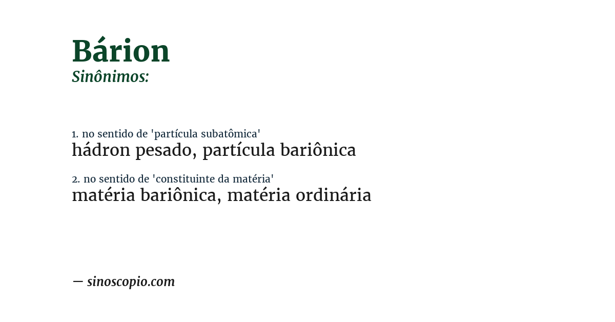 Sinônimo de bárion