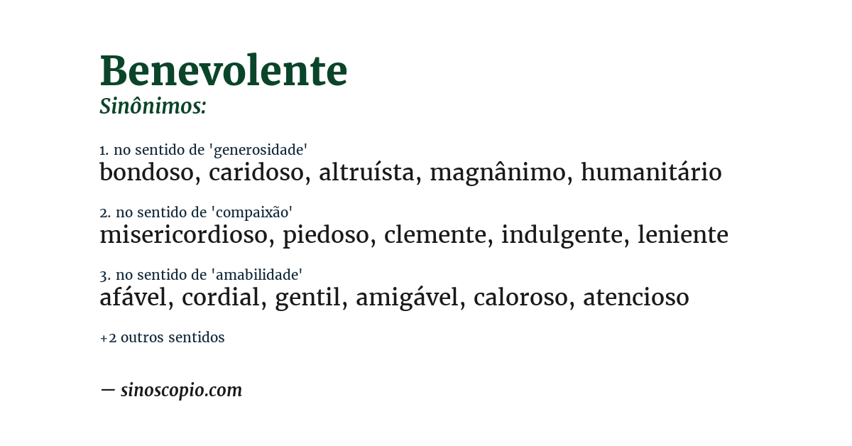 Sinônimo de benevolente