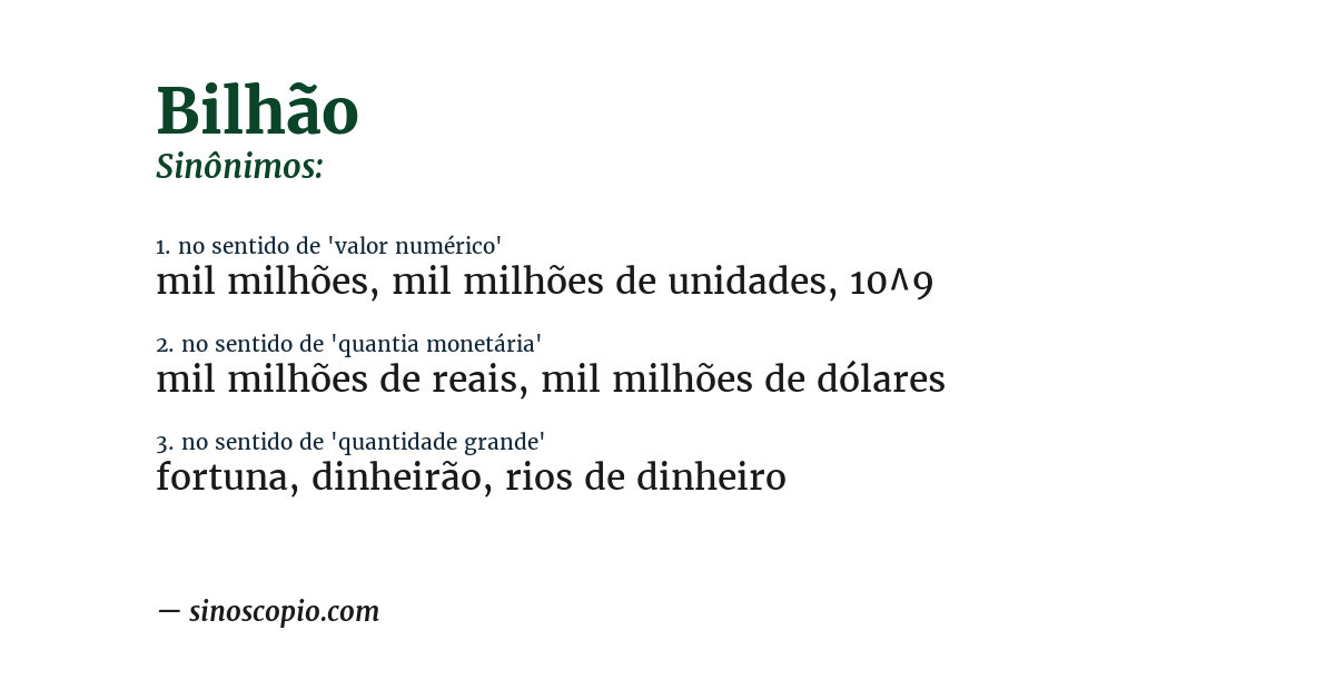Sinônimo de bilhão