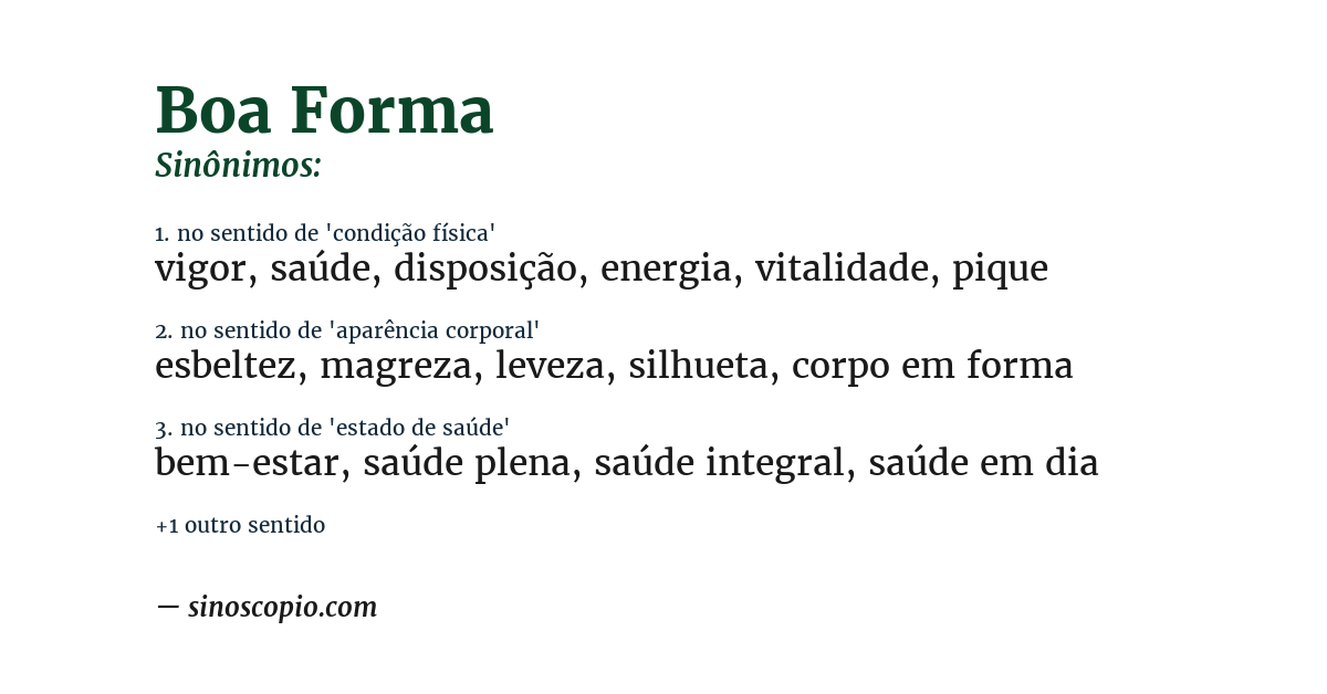 Sinônimo de boa forma