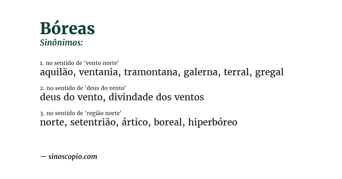 Sinônimo de bóreas