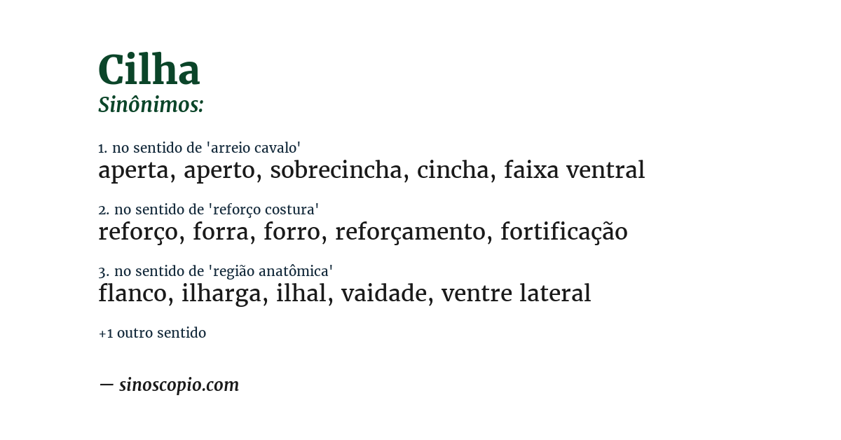 Sinônimo de cilha