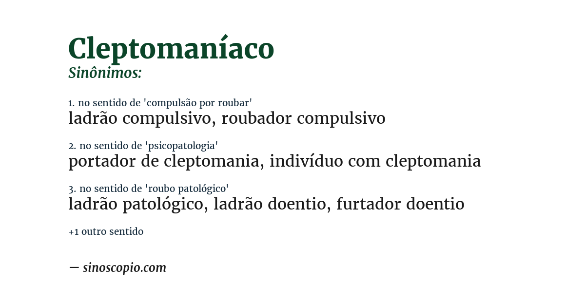 Sinônimo de cleptomaníaco