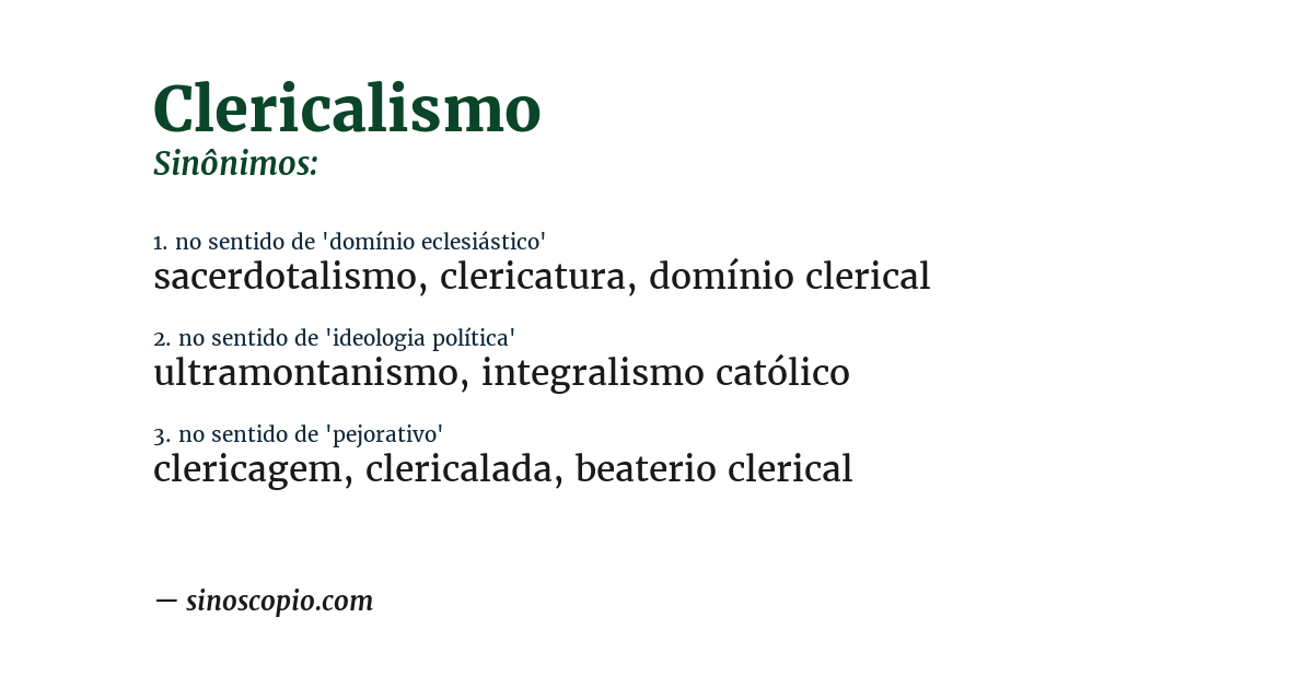 Sinônimo de clericalismo