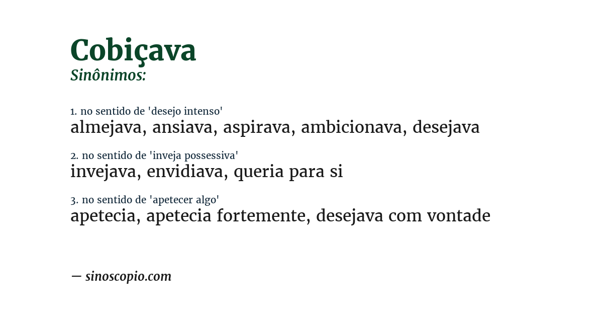 Sinônimo de cobiçava