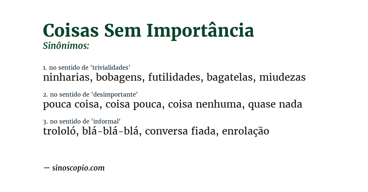 Sinônimo de coisas sem importância