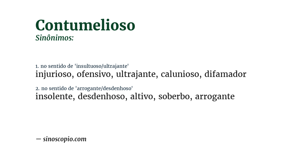 Sinônimo de contumelioso