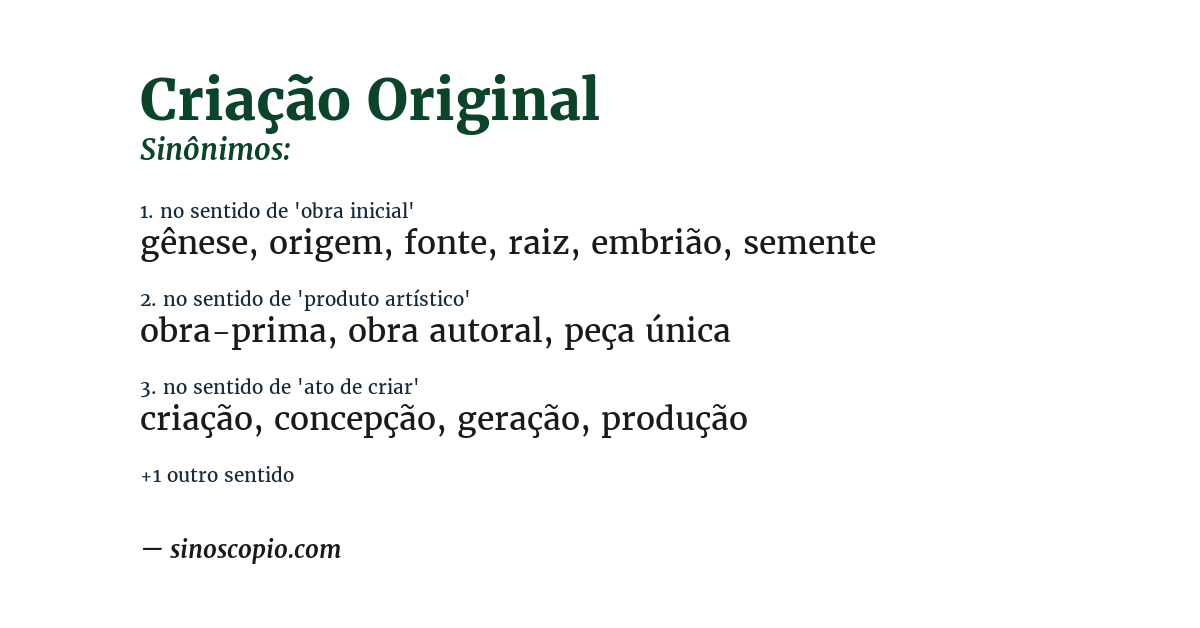 Sinônimo de criação original