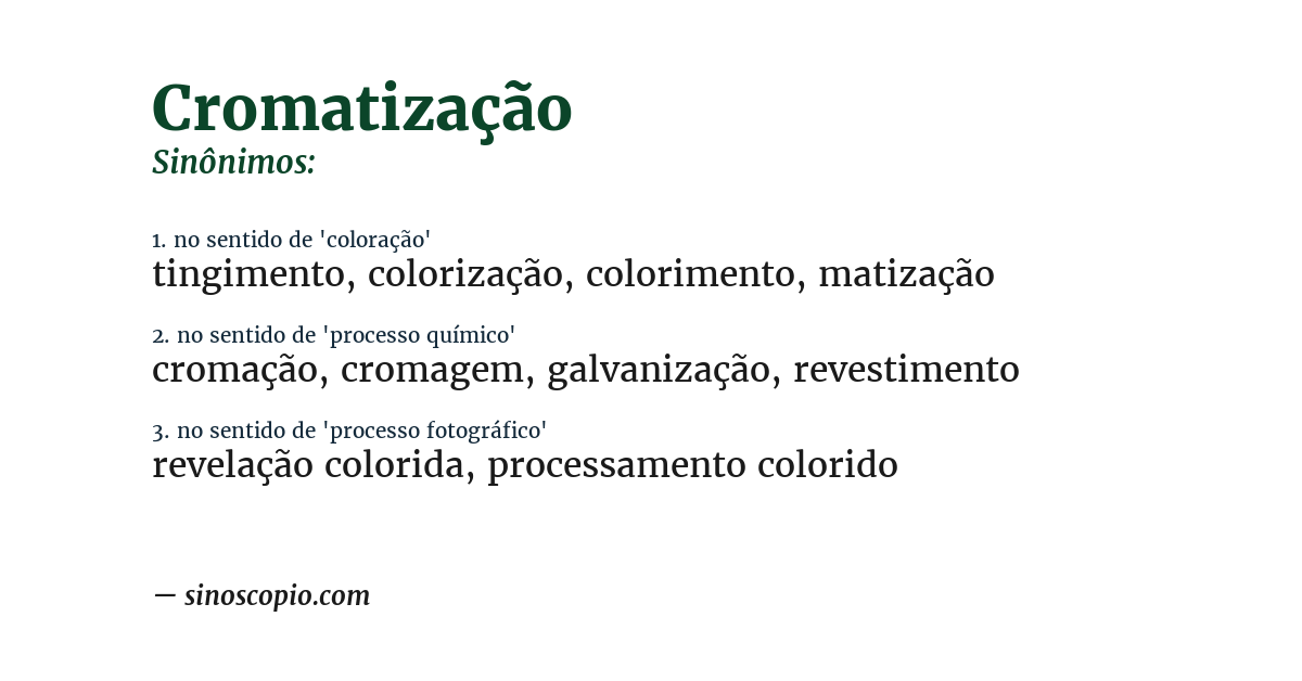 Sinônimo de cromatização
