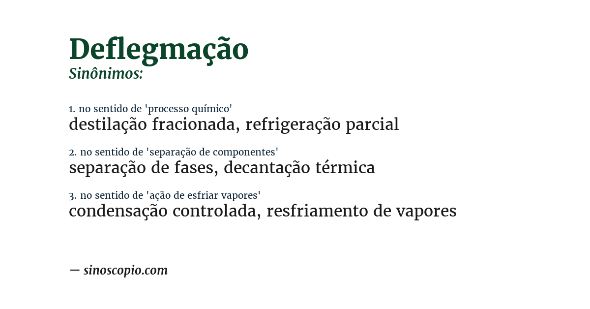 Sinônimo de deflegmação