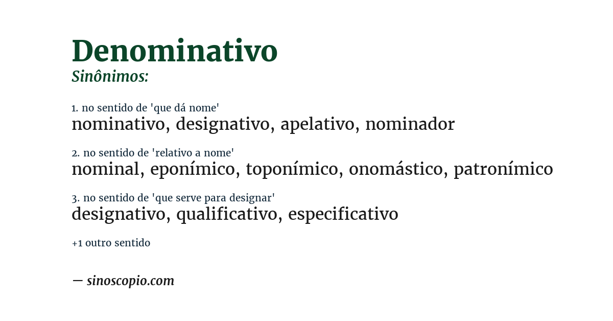 Sinônimo de denominativo