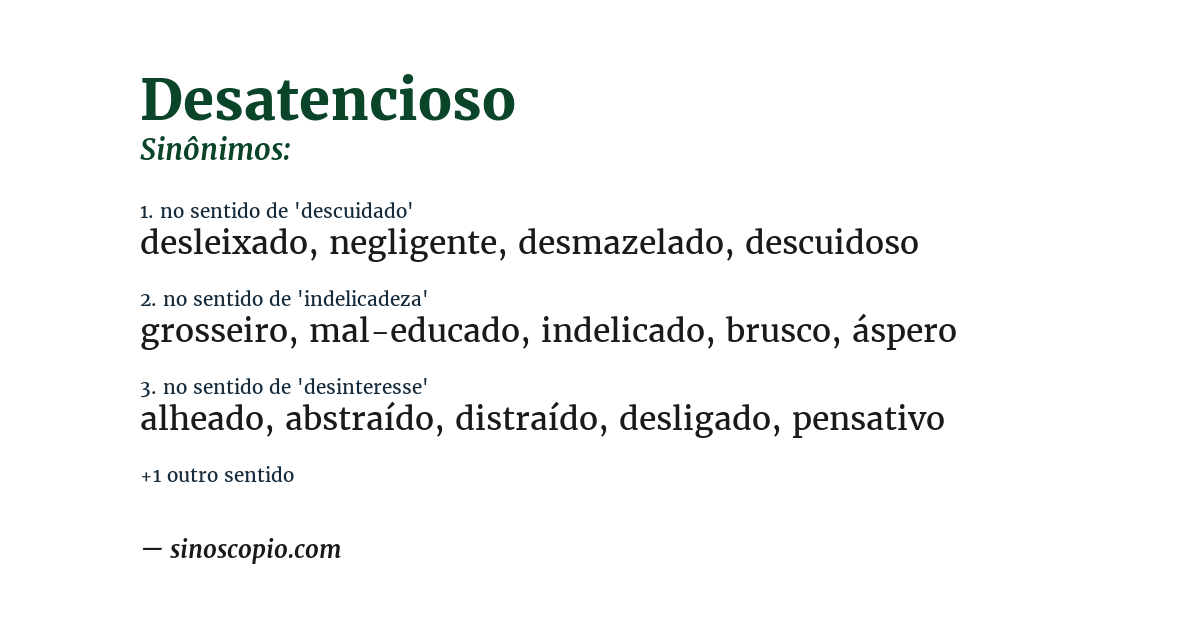Sinônimo de desatencioso