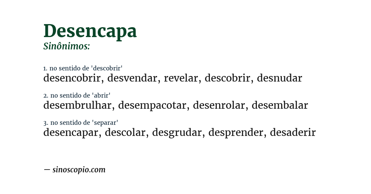 Sinônimo de desencapa