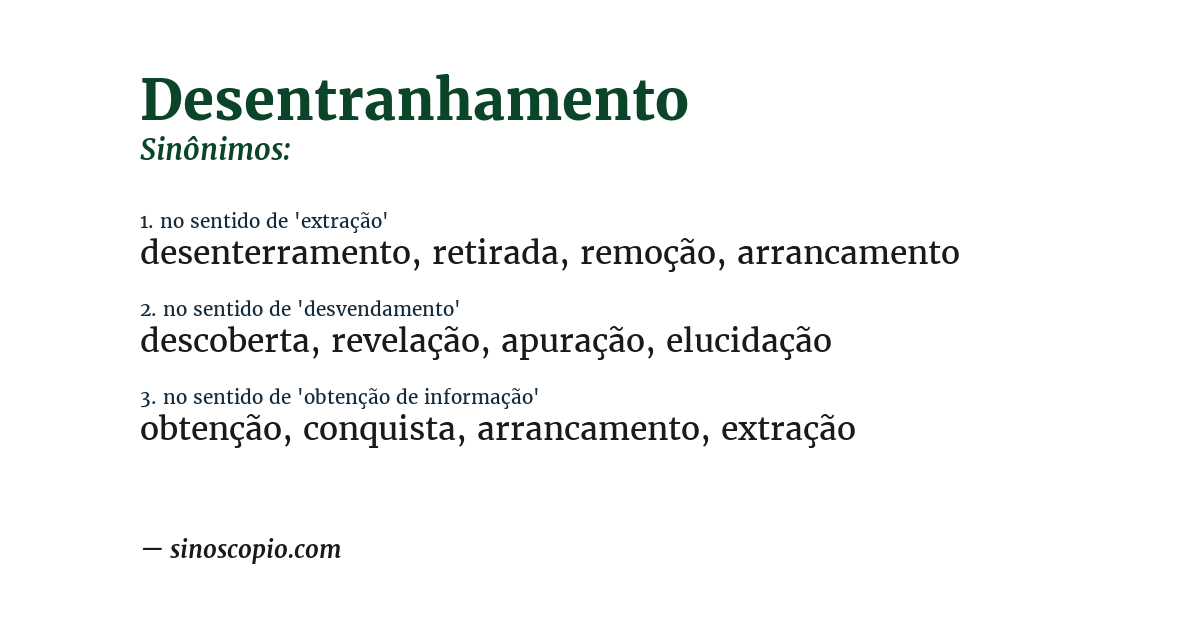Sinônimo de desentranhamento