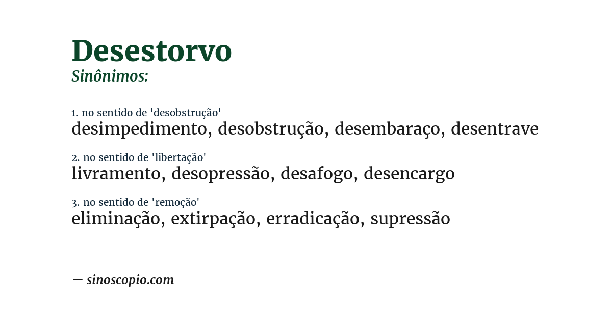 Sinônimo de desestorvo