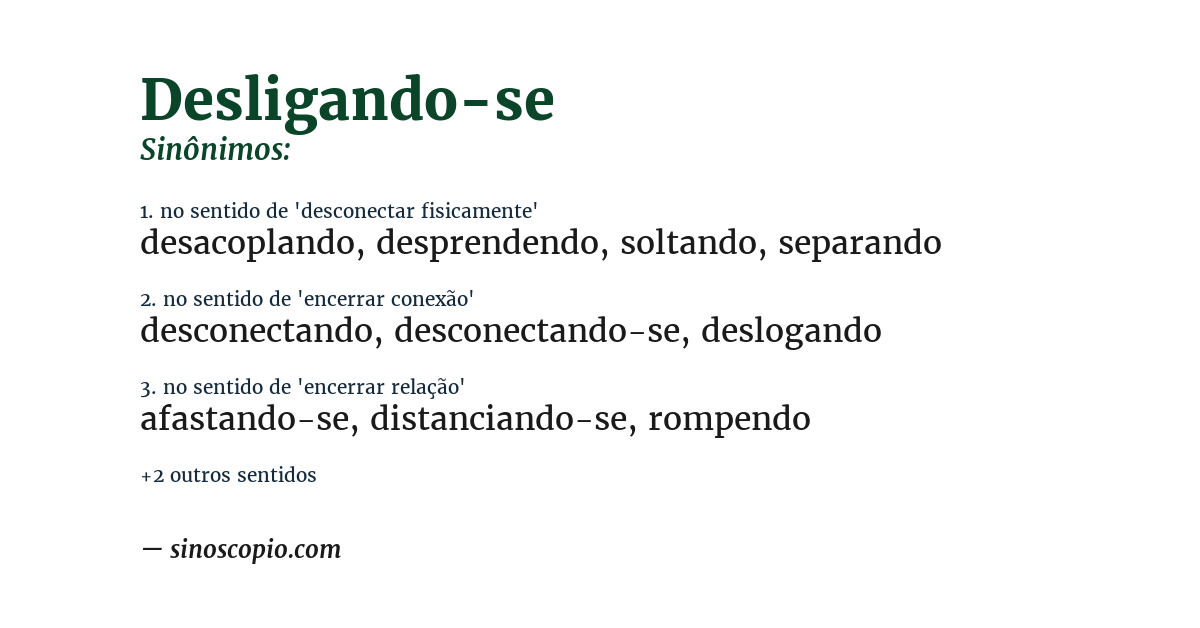 Sinônimo de desligando-se