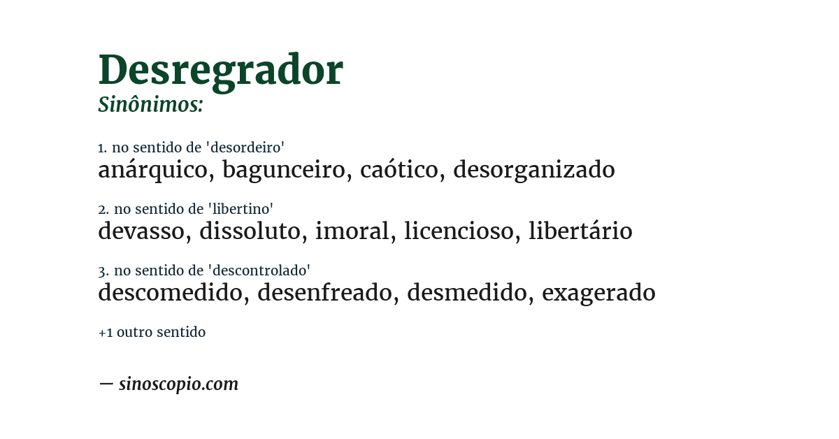 Sinônimo de desregrador