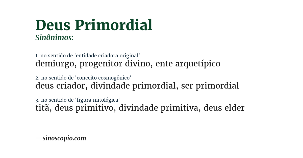 Sinônimo de deus primordial
